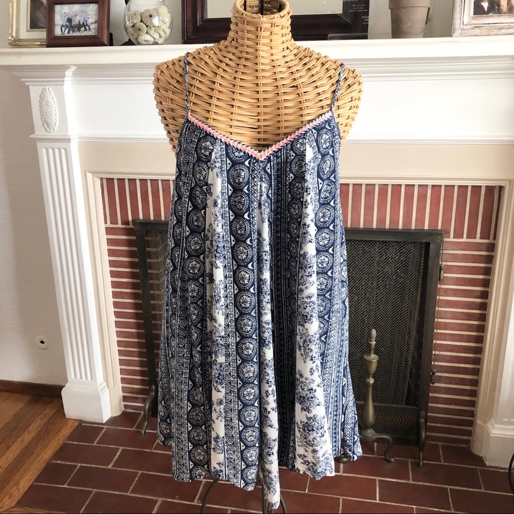 Entro blue floral mini dress S